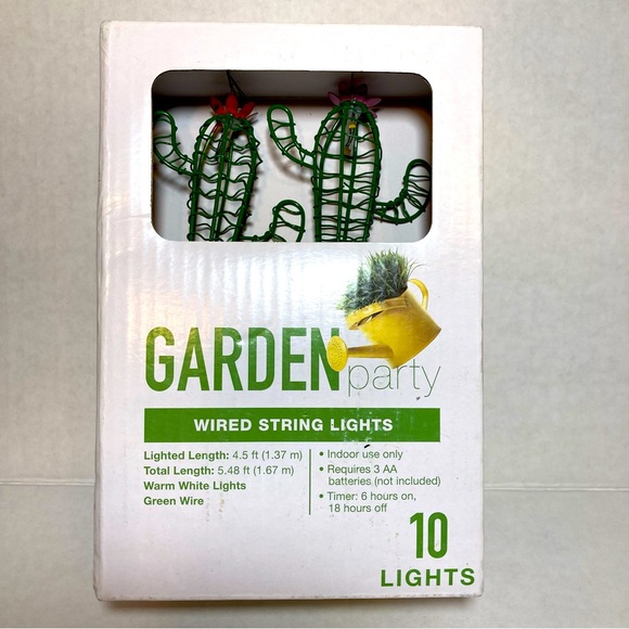 NIB GARDEN PARTY Cactus Wired String Lights Set Home Party Decor Indoor 4.5 Ft - Picture 2 of 10